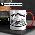 Modelleisenbahn Tasse My Happy Place Spruch für Modellbahner – Rot [farbe:rot]