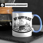 Modelleisenbahn Tasse My Happy Place Spruch für Modellbahner – Blau [farbe:blau]