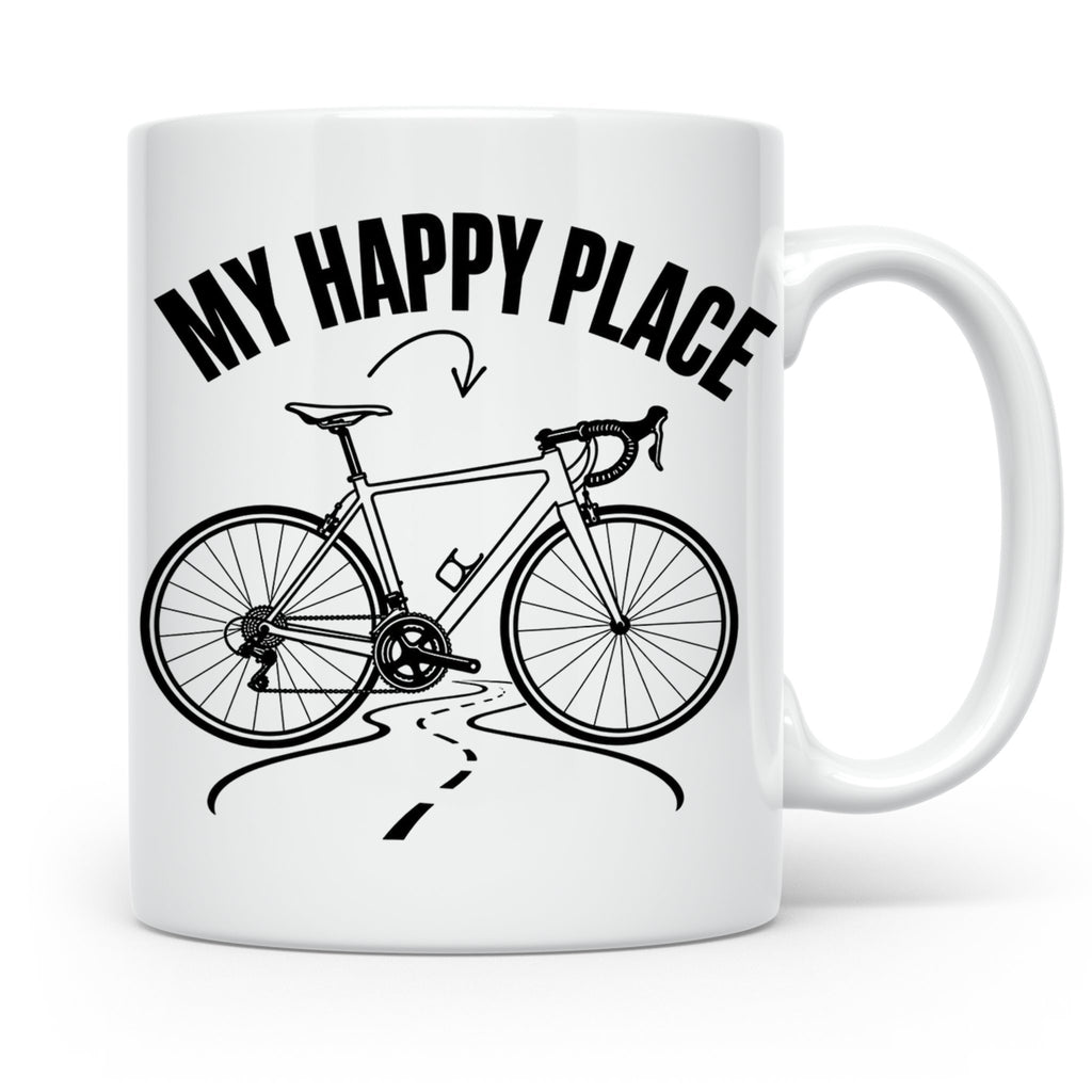 Rennrad Tasse My Happy Place Lustiger Spruch für Radfahrer & – Weiß [farbe:weiß]