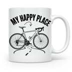 Rennrad Tasse My Happy Place Lustiger Spruch für Radfahrer & – Weiß [farbe:weiß]