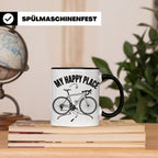 Rennrad Tasse My Happy Place Lustiger Spruch für Radfahrer & – Schwarz [farbe:schwarz]
