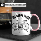 Rennrad Tasse My Happy Place Lustiger Spruch für Radfahrer & – Rosa [farbe:rosa]