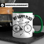 Rennrad Tasse My Happy Place Lustiger Spruch für Radfahrer & – Grün [farbe:grün]