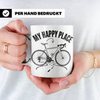 Rennrad Tasse My Happy Place Lustiger Spruch für Radfahrer & – Weiß [farbe:weiß]