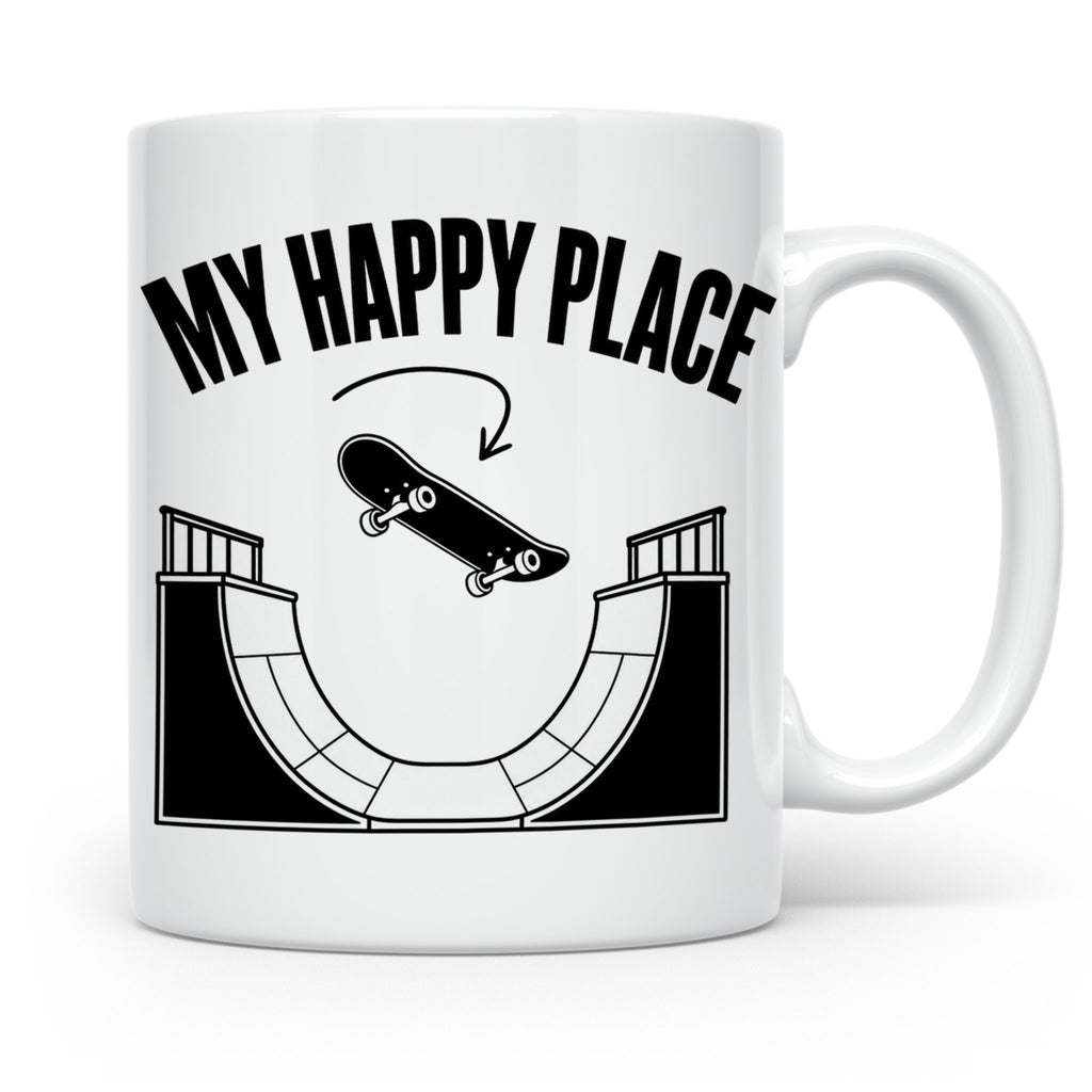 Skateboard Tasse My Happy Place Spruch Skater Geschenk für H – Weiß [farbe:weiß]