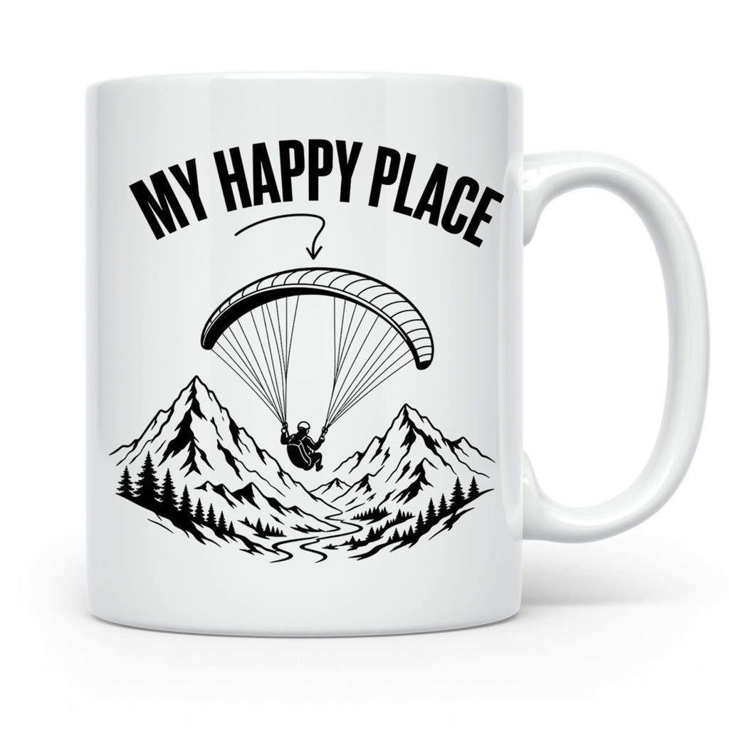 Gleitschirmfliegen Tasse My Happy Place Spruch Paragliding G – Weiß [farbe:weiß]