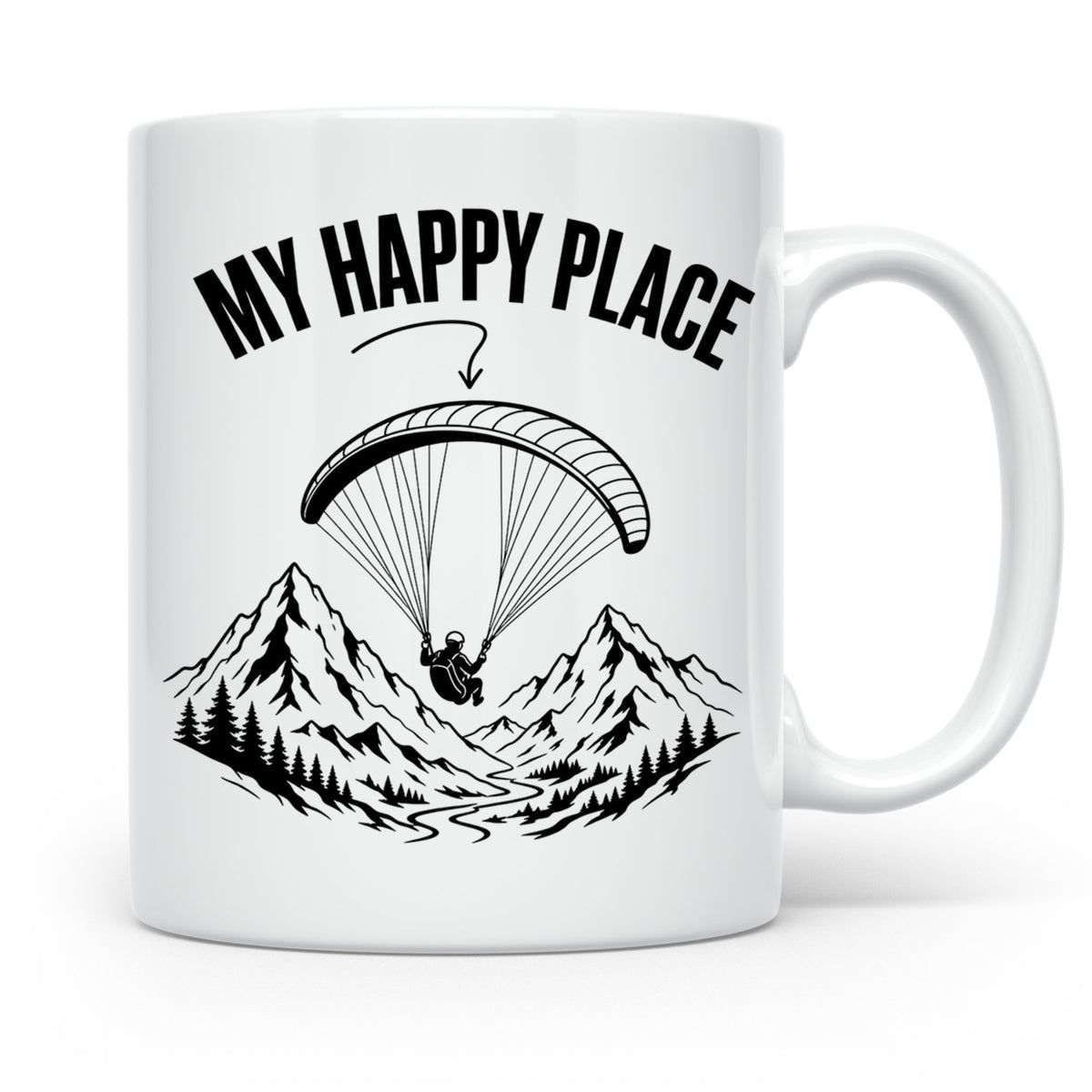 Gleitschirmfliegen Tasse My Happy Place Spruch Paragliding G – Weiß [farbe:weiß]
