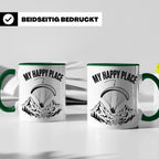 Gleitschirmfliegen Tasse My Happy Place Spruch Paragliding G – Grün [farbe:grün]