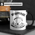 Gleitschirmfliegen Tasse My Happy Place Spruch Paragliding G – Schwarz [farbe:schwarz]