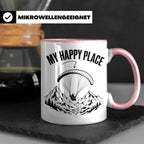 Gleitschirmfliegen Tasse My Happy Place Spruch Paragliding G – Rosa [farbe:rosa]