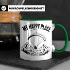 Gleitschirmfliegen Tasse My Happy Place Spruch Paragliding G – Grün [farbe:grün]