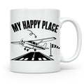 Pilot Tasse My Happy Place Flugzeug Kaffeetasse für Flieger  – Weiß [farbe:weiß]