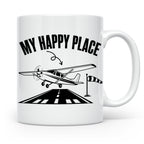 Pilot Tasse My Happy Place Flugzeug Kaffeetasse für Flieger  – Weiß [farbe:weiß]