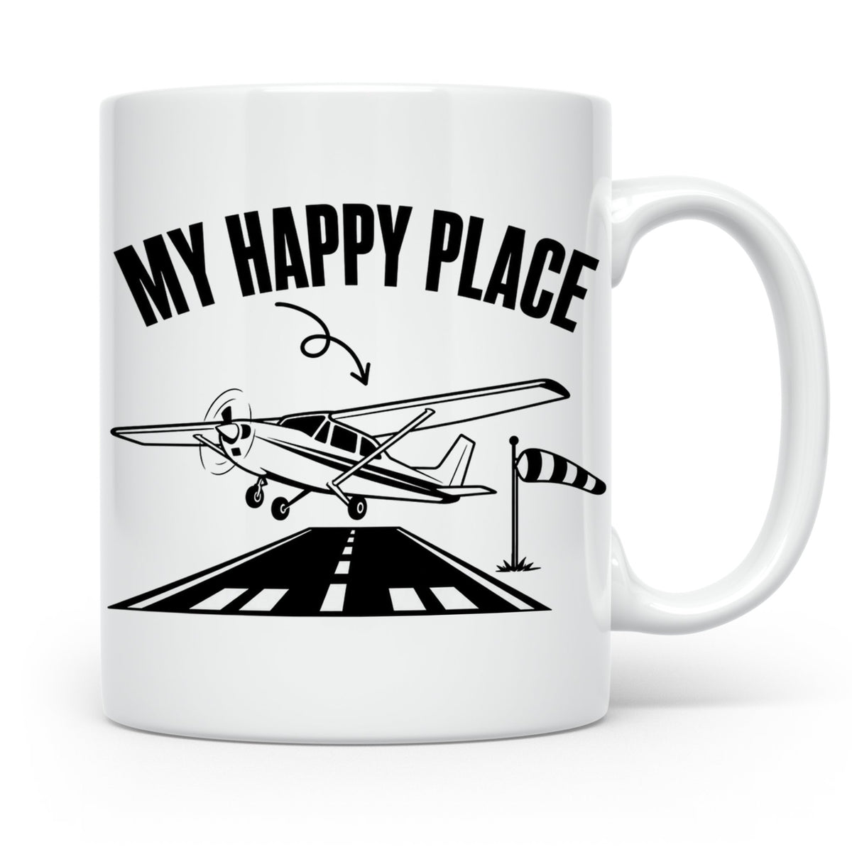 Pilot Tasse My Happy Place Flugzeug Kaffeetasse für Flieger  – Weiß [farbe:weiß]
