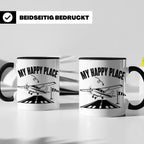 Pilot Tasse My Happy Place Flugzeug Kaffeetasse für Flieger  – Schwarz [farbe:schwarz]