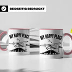 Pilot Tasse My Happy Place Flugzeug Kaffeetasse für Flieger  – Rosa [farbe:rosa]