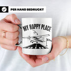Pilot Tasse My Happy Place Flugzeug Kaffeetasse für Flieger  – Weiß [farbe:weiß]