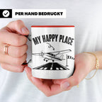 Pilot Tasse My Happy Place Flugzeug Kaffeetasse für Flieger  – Rot [farbe:rot]