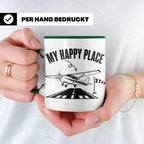 Pilot Tasse My Happy Place Flugzeug Kaffeetasse für Flieger  – Grün [farbe:grün]