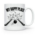 Bowling Tasse My Happy Place Spruch, Kaffeetasse für Kegler  – Weiß [farbe:weiß]