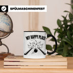 Bowling Tasse My Happy Place Spruch, Kaffeetasse für Kegler  – Schwarz [farbe:schwarz]