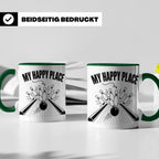 Bowling Tasse My Happy Place Spruch, Kaffeetasse für Kegler  – Grün [farbe:grün]