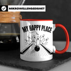 Bowling Tasse My Happy Place Spruch, Kaffeetasse für Kegler  – Rot [farbe:rot]