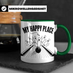 Bowling Tasse My Happy Place Spruch, Kaffeetasse für Kegler  – Grün [farbe:grün]