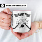 Bowling Tasse My Happy Place Spruch, Kaffeetasse für Kegler  – Rosa [farbe:rosa]
