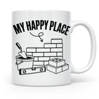 Maurer Tasse My Happy Place lustiger Spruch Baustelle Kaffee – Weiß [farbe:weiß]