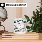 Maurer Tasse My Happy Place lustiger Spruch Baustelle Kaffee – Grün [farbe:grün]
