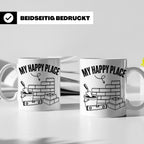 Maurer Tasse My Happy Place lustiger Spruch Baustelle Kaffee – Weiß [farbe:weiß]