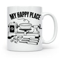 Drechsler Tasse My Happy Place Spruch Geschenk für Holzdrehe – Weiß [farbe:weiß]