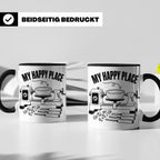 Drechsler Tasse My Happy Place Spruch Geschenk für Holzdrehe – Schwarz [farbe:schwarz]