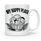 Pilzsammler Tasse My Happy Place Geschenk für Pilzsucher & M – Weiß [farbe:weiß]