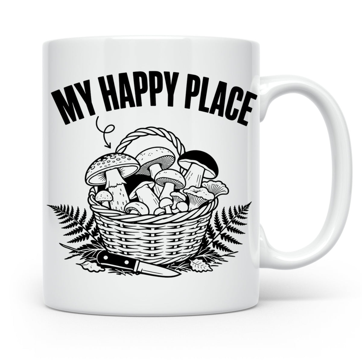 Pilzsammler Tasse My Happy Place Geschenk für Pilzsucher & M – Weiß [farbe:weiß]