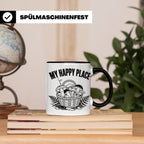 Pilzsammler Tasse My Happy Place Geschenk für Pilzsucher & M – Schwarz [farbe:schwarz]