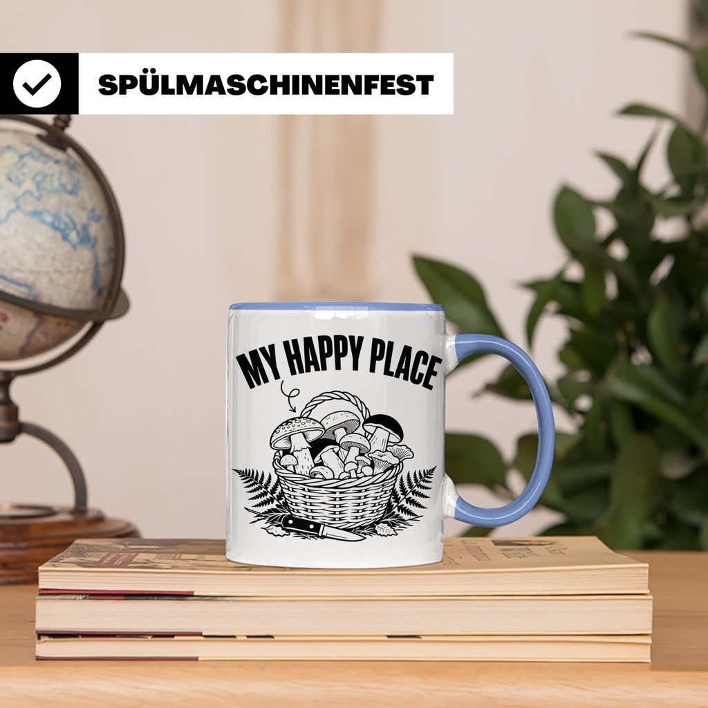 Pilzsammler Tasse My Happy Place Geschenk für Pilzsucher & M – Blau [farbe:blau]