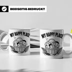 Pilzsammler Tasse My Happy Place Geschenk für Pilzsucher & M – Weiß [farbe:weiß]