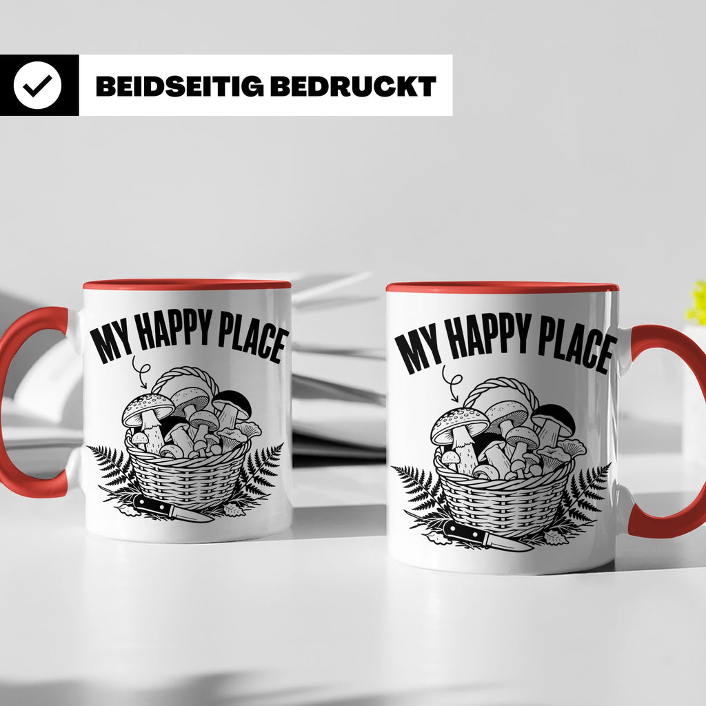 Pilzsammler Tasse My Happy Place Geschenk für Pilzsucher & M – Rot [farbe:rot]
