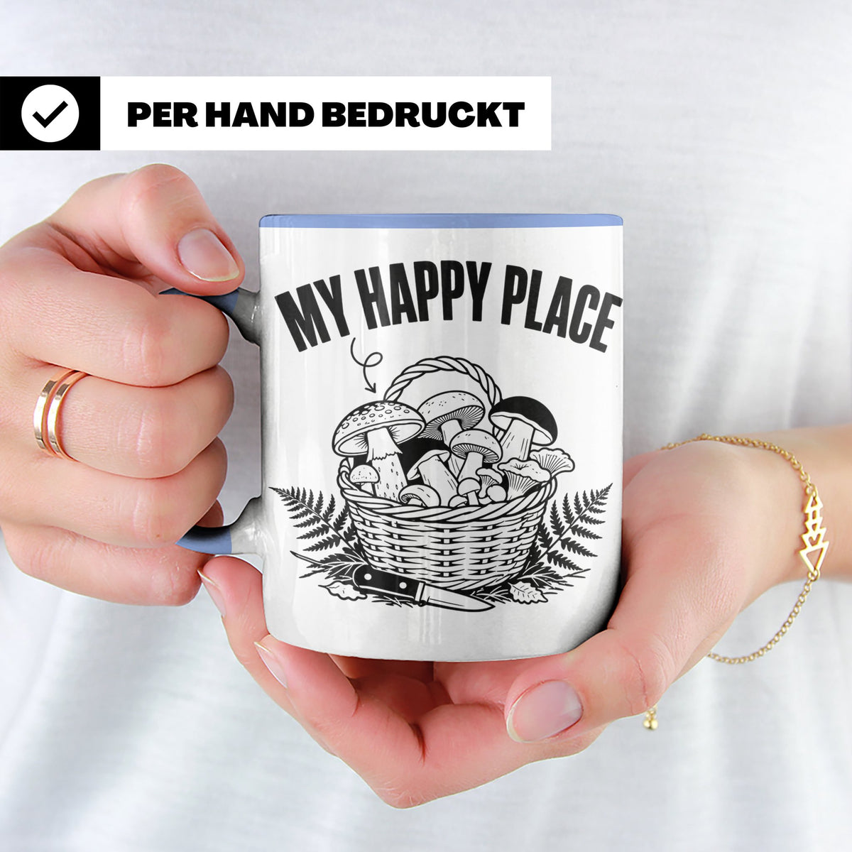 Pilzsammler Tasse My Happy Place Geschenk für Pilzsucher & M – Blau [farbe:blau]
