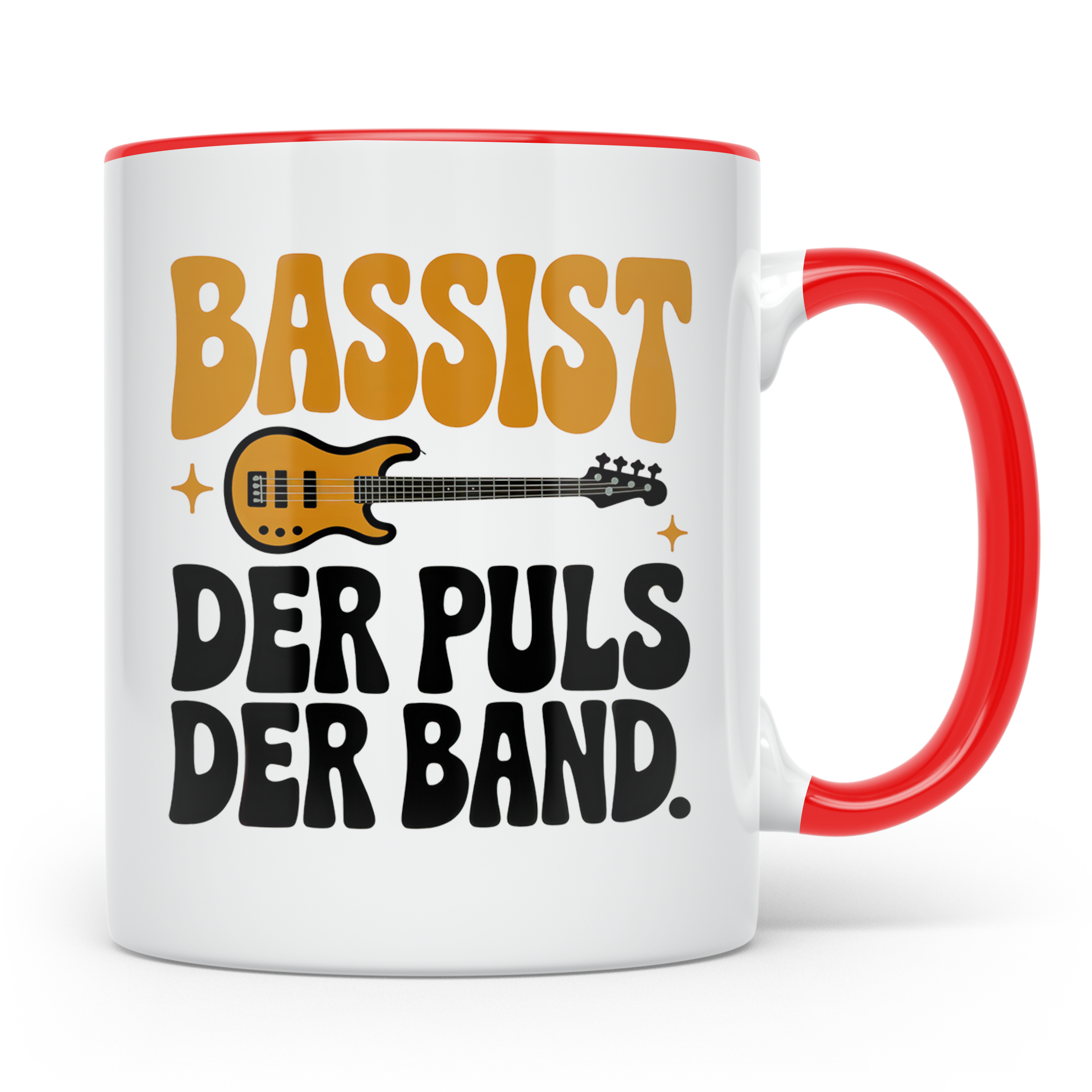 Bassisten Tasse: Der Puls der Band - E-Bass Gitarre Musik Ge – Rot [farbe:rot]