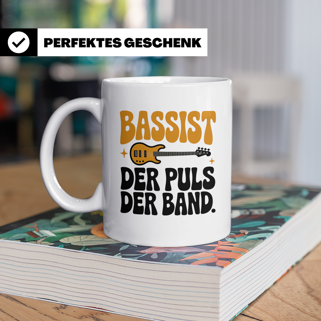 Bassisten Tasse: Der Puls der Band - E-Bass Gitarre Musik Ge – Weiß [farbe:weiß]