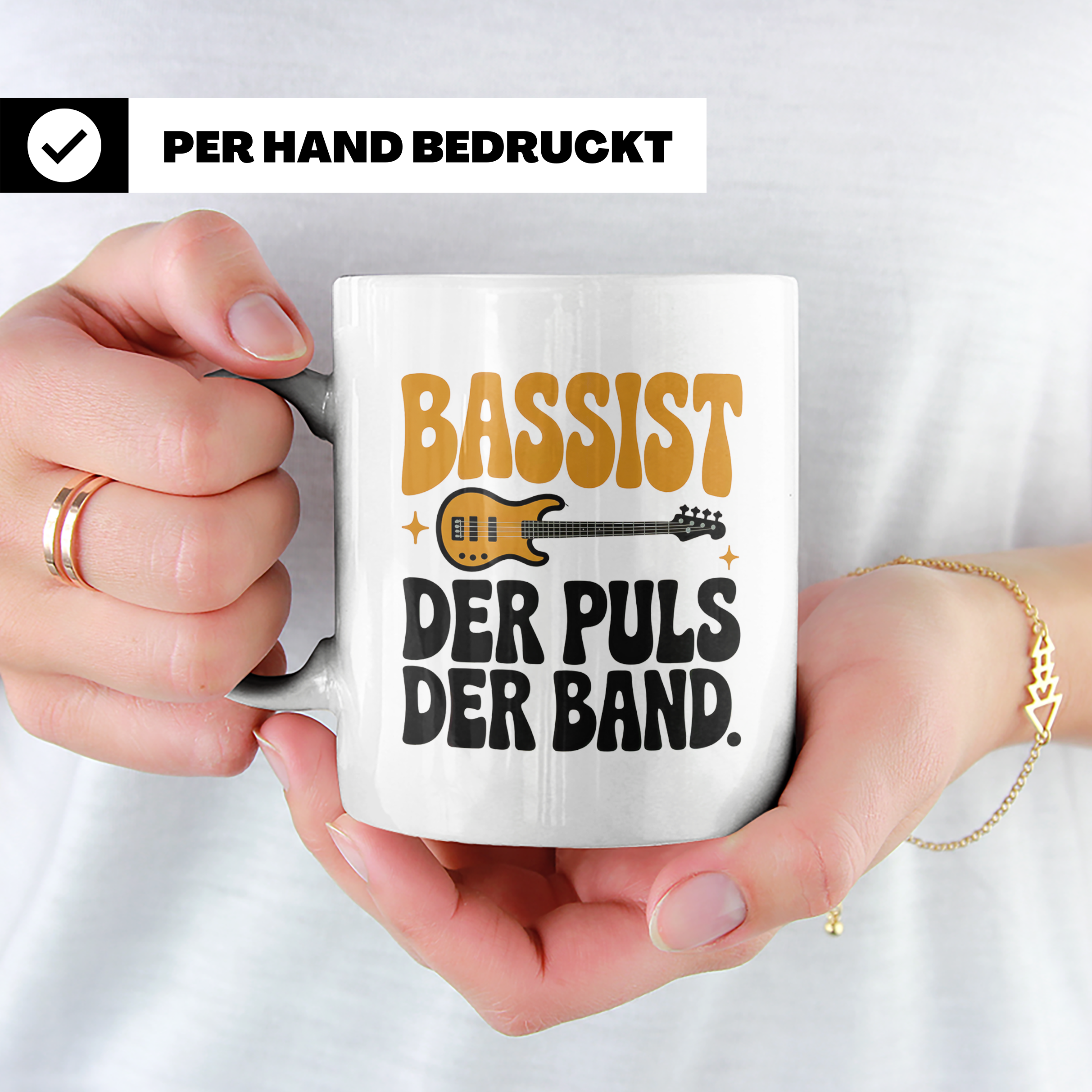 Bassisten Tasse: Der Puls der Band - E-Bass Gitarre Musik Ge – Weiß [farbe:weiß]