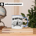 Epoxidharz Tasse My Happy Place Spruch Holzarbeiten River Ta – Blau [farbe:blau]