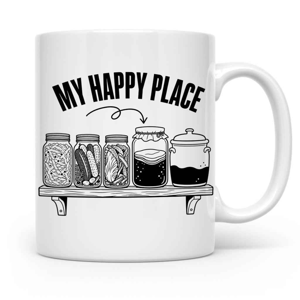 Fermentation Tasse My Happy Place, Geschenkidee für Fermenti – Weiß [farbe:weiß]