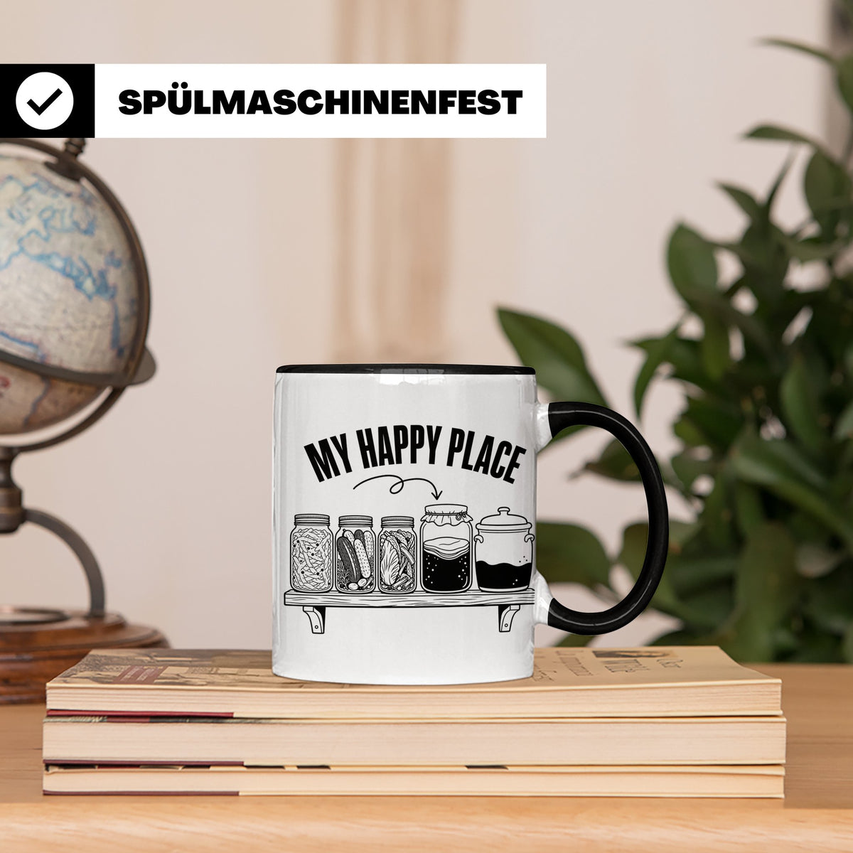 Fermentation Tasse My Happy Place, Geschenkidee für Fermenti – Schwarz [farbe:schwarz]