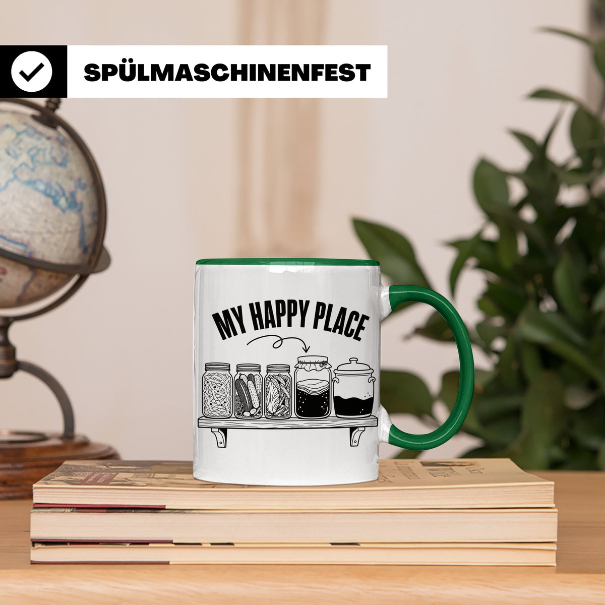 Fermentation Tasse My Happy Place, Geschenkidee für Fermenti – Grün [farbe:grün]