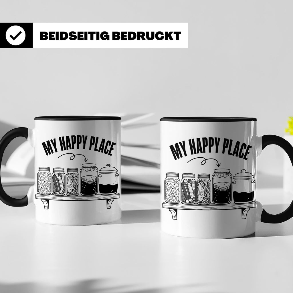 Fermentation Tasse My Happy Place, Geschenkidee für Fermenti – Schwarz [farbe:schwarz]