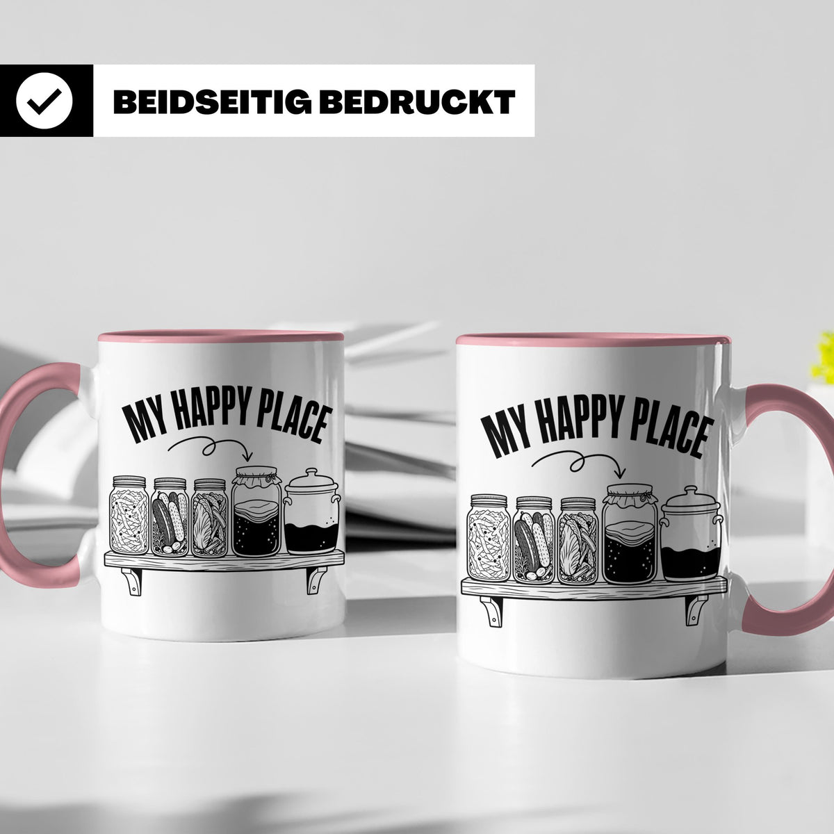 Fermentation Tasse My Happy Place, Geschenkidee für Fermenti – Rosa [farbe:rosa]